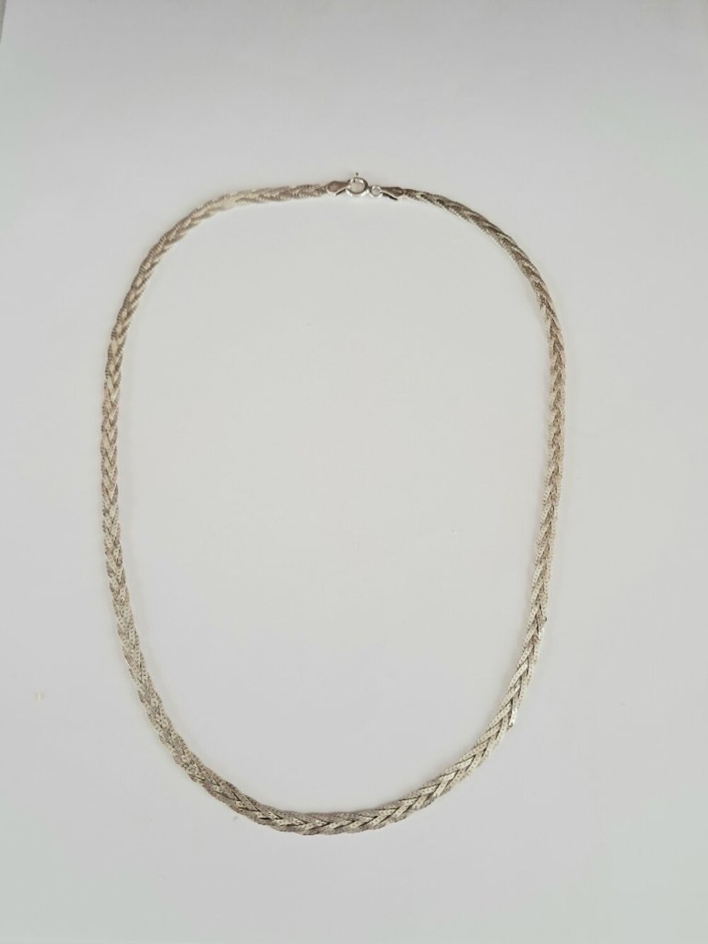 Vintage Milor Italy 925 Sterling Silver Braided 18" Herringbone Necklace 8.3 gr
